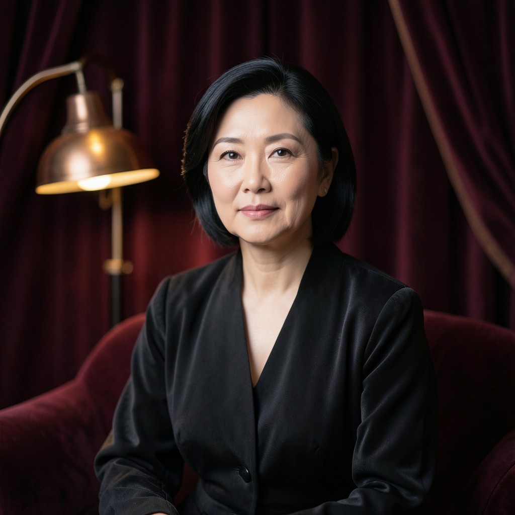 Portrait of alignment coach in velvet-lit studio