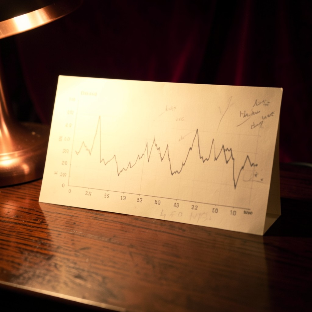 Printed daily chart with handwritten bias notes in warm lamp light