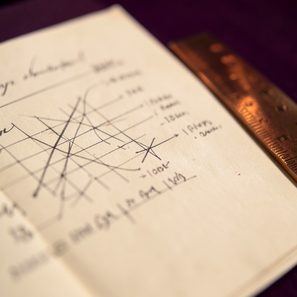 Annotated chart with incorrect swing marks crossed out in pencil